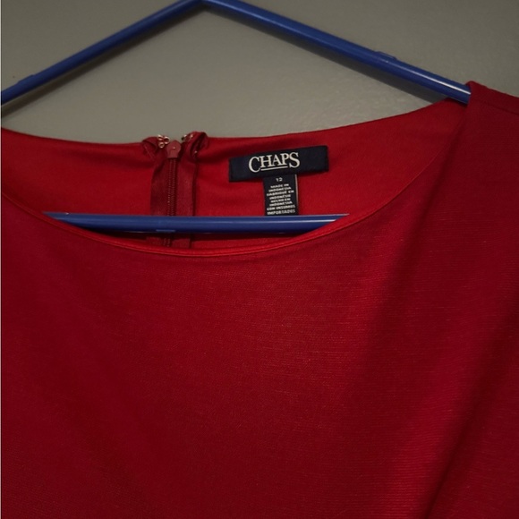 Chaps Red Crew Neck Sheath Dress for Work - Picture 2 of 8